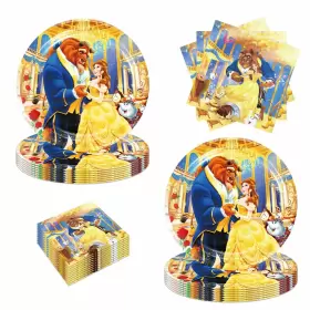 Wetim 764126669113 40pck Beauty And The Beast Party Supplies Include 20 Plates Napkins For B