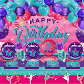 Way-wettarn-307 Wettarn 263 Pcs Gymnastics Birthday Party Decorations For 24 Guest Dance D
