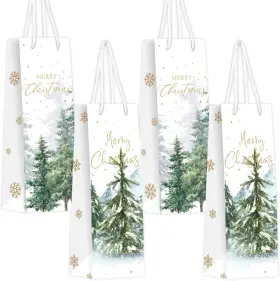 W10301 Whaline 16pcs Christmas Paper Wine Bags Winter 1 Count Pack Of 16