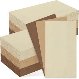 W13320 Whaline 150pcs Fall Brown Guest Paper Napkins 3 Colors Theme Dinner Hand Na