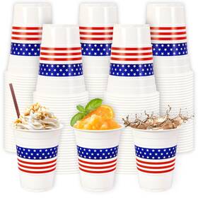 Whaline W19874 50pcs Patriotic Plastic Cups 16oz 250th Anniversary Disposable Drinking Cup 4th