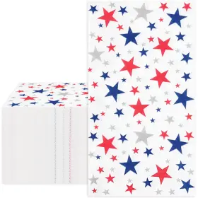 W7719 Whaline Patriotic Guest Napkins Red Blue Silver Star Disposable Paper Napkin 3 Ply W7719 Whaline Patriotic Guest Napkins Red Blue Silver Star Disposable Paper Napkin 3 Ply