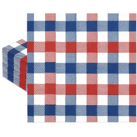 W8005 Whaline 80pcs Patriotic Paper Napkins Red Blue White Buffalo Plaid Disposable W8005 Whaline 80pcs Patriotic Paper Napkins Red Blue White Buffalo Plaid Disposable