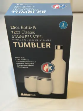 White 860001944174 Blue Peak 3-pack Stainless Steel Tumbler Set Nwb