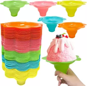 Whkvnng 711182015132 100pcs 4oz Colorful Snow Cone Cups Flower Shaped Ice Cream Cup Reusable Plastic