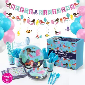 Whoobli 860001832433 Mermaid Party Supplies Serves 16 Complete Birthday Supplies-
