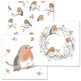 Whw Whole House Worlds 810118442186 60 Count Robin Bird Wreath Party Napkins 3 Packs Of 20 Ply Paper Luncheon S