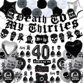 Zhbh-1406-1 Whymeo 40th Birthday Decorations Pack Death To My 30s Party Supplies Banner