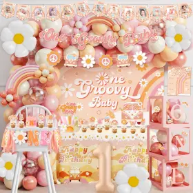 Zhbh-1505 Whymeo Groovy One Birthday Decorations Baby Girl B