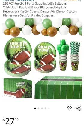 Wigood 727370454133 265pcs Football Party Supplies With Balloons Tablecloth Paper Plate