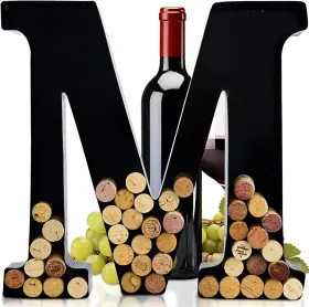 Wills 866119000351 Metal Wine Cork Holder - Letters A To Z Modern Housewarming Silver