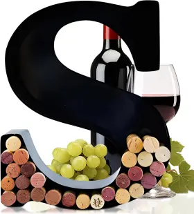 Gi-i6g6-ewuv Wills Metal Wine Cork Holder - Letters A To Z Modern Large Black 12 Inch