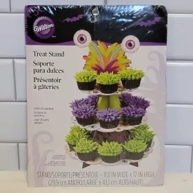 Wilton 070896707017 Eyeball Halloween Treat Stand Cupcake Holder Display Party Orange Green
