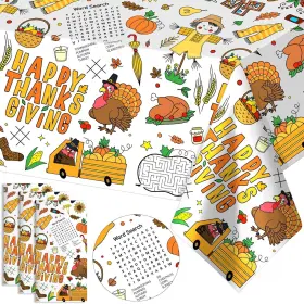 Windkream-xhuj-po32 Windkream 4 Pcs 108 X 54 Inch Kids Giant Happy Thanksgiving Coloring