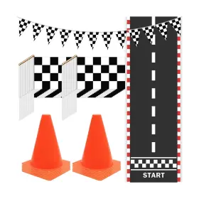 Bwl-38p Windspeed Race Car Party Supplies 38 Pcs Set 24 Checkered Flags 12 Mini Traffic Cone