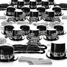 2025-250 Windy City Novelties 748579387053 New Year S Eve Piece 100 Guest Kit - Silver And Gold With Top Hats