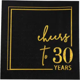 Winoo Design 313024549500 Cheers To 30 Years Cocktail Napkins - 50pk 3-ply 30th Birthday 5x5 In