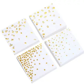 Winoo Design 755874955993 100 Pk Gold Napkins - 4 Assorted Designs 3-ply Cocktail Folded 5 X