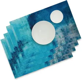 Zq011 Winotic Turquoise Blue Placemats Set 12x18 Inch Of 4