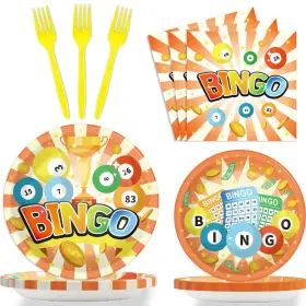 2su1101-3112 Wiooffen 96 Pcs Bingo Party Supplies Pack For 24 Guests Tableware
