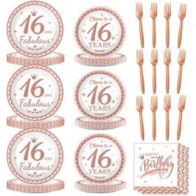 Ym0369-1 Wiooffen Birthday Party Plates And Napkins Decorations 96 Pcs 16 16th