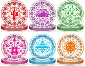 Ym0905 Wiooffen 80pcs Fiesta Party Plates Mayo Tableware Medium Colorful