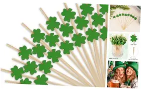 05lukey-picks Wixelon Toothpicks For Appetizers 200 Pcs Shamrock Cocktail Picks Skewers