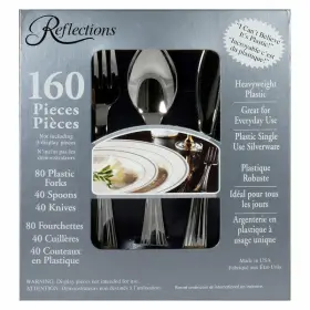 Wna 074506539111 Reflections Plastic Fork Knife Spoon Cutlery Combo Silver 160 Count