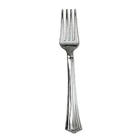 610155 Wna Heavyweight Plastic Forks Reflections Design Silver 600/carton