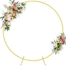 B0bysxzhw8 Wokceer 6.6ft Gold Round Circle Balloon Arch Backdrop Stand Sturdy Metal Frame