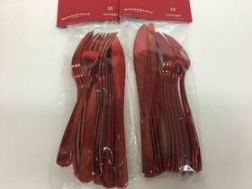 Wondershop 490511116817 Red Plastic Cutlery Set 12 Knives Forks Holiday Party Supplies