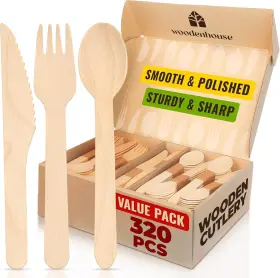 Woodenhouse Lifelong Quality 842167114820 Compostable Utensils Inch 320 Pcs 120 Forks Biodegradable Spoo