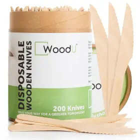 Zb-nmpx-buc7 Woodu Disposable Wooden Knives 100% Allnatural Ecofriendly Biodegradable And Compostab