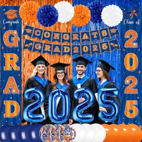 B887e Woosytoo Blue And Orange Graduation Party Decorations Class Of 2025 Gradua
