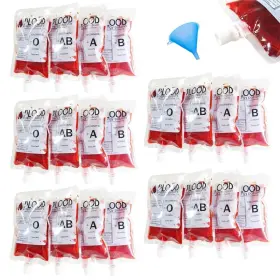 Drinks8.5oz Woozettn 780280485475 20 Pack Blood Bags For Anti-leak With Capreusable Food Grade