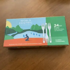 World Centric 793842247596 Corn Starch Forks 24 Count Pack Of 1 Natural