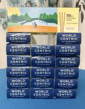 World Centric 814669017640 Kraft Paper Straws Compostable 50 Count Ea Lot Of 18 900 Total