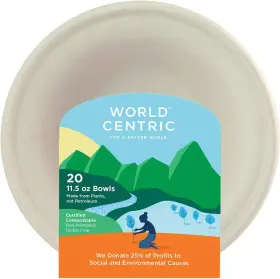 Bort-sc-u11-p World Centric Compostable 11-1/2-ounce Bagasse Bowl 20-piece