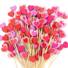 Worldbazaar Wb166s Valentines Day Cocktail Picks 120 Pcs Red Heart Toothpicks For Appetizers Sti