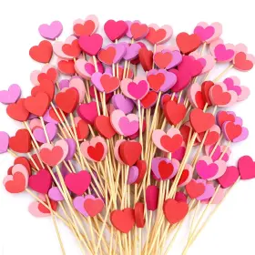 Wb166s Worldbazaar Valentines Day Cocktail Picks 120 Pcs Red Heart Toothpicks For Appetizers Sti