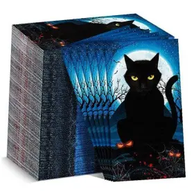 Kai-wovweave-7 Wovweave 100 Pcs Halloween Party Napkins 4x8 Inch Cat Paper 2 Ply