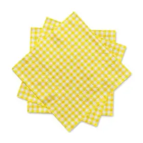 Wow-wow Party 665059639818 Supplies Disposable Paper Napkins 50 Count Pack Of 1 Yellow Plaid