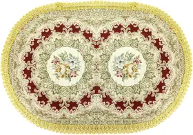 A67622 Wrapables 18.5 X 13 Inch Oval Vintage Floral Placemat With Large Regal Red