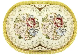 A67623 Wrapables 18.5 X 13 Inch Oval Vintage Floral Placemat Large Romantic Pink