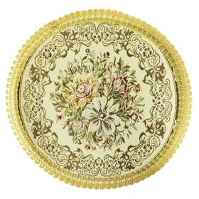 Wrapables A67626 Round Vintage Floral Placemat With Gold Large Luxurious