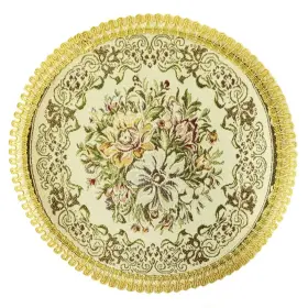 A67626 Wrapables Round Vintage Floral Placemat With Gold Large Luxurious
