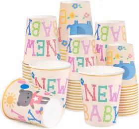 Wrapaholic 726084745391 50 Pcs Baby Shower Paper Cups - 9 Oz New Disposable Coffee