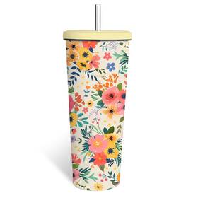 Wwhsai 647379111274 Floral Boho Tumbler 24oz With Lid Flowers Gifts 40 Ounces