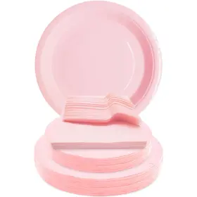 Wyqjhkv 786194014435 Pink Party Supplies Set Include Paper Plates And Napkinssevers 25 Guests Pi