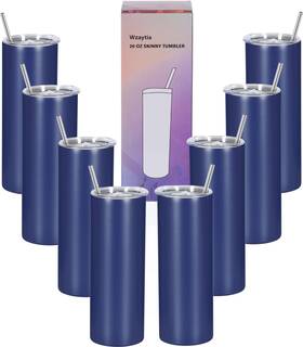 Wzaytia 658738819489 8 Pack 20 Oz Stainless Steel Straight Skinny Tumblers Navy